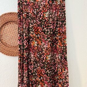 H&M Red and Orange Pleated Maxi Skirt